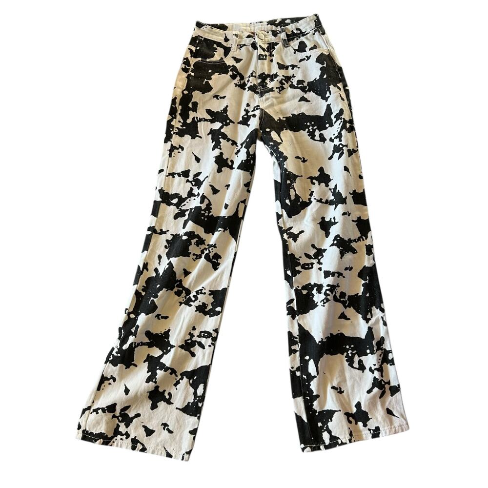Black & White Splatter Straight Leg Jeans